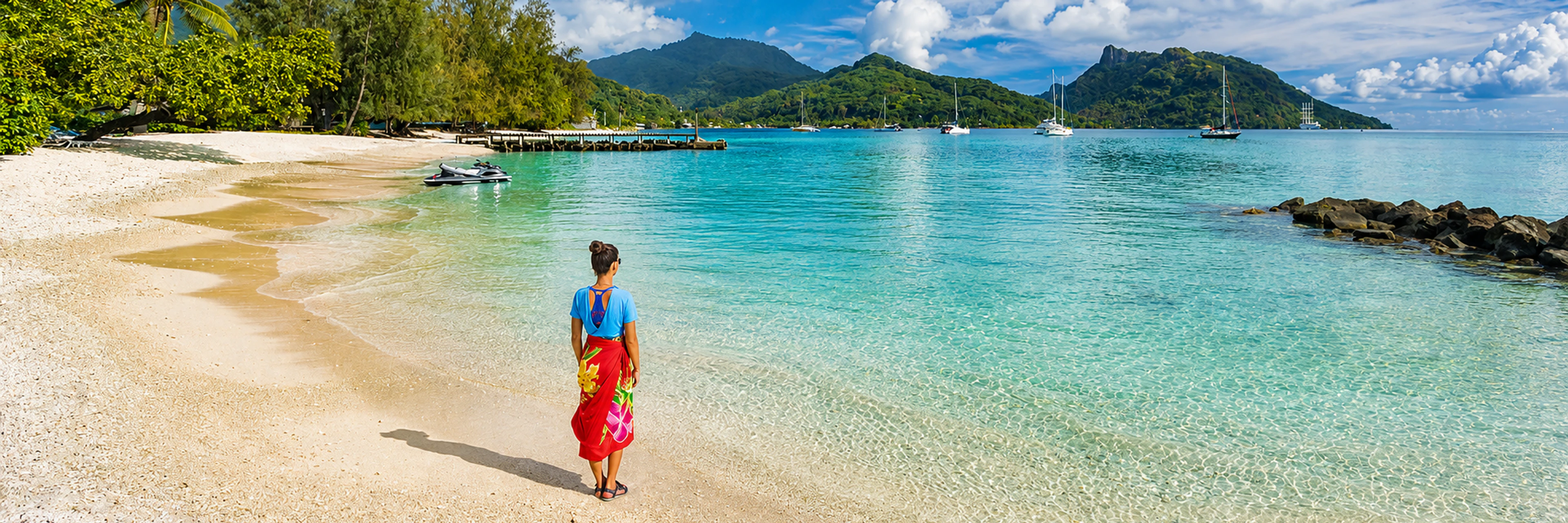 Plage de Fare et lagon de Huahine